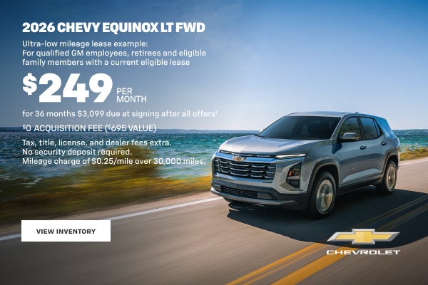 2026 Chevy Equinox LT FWD. Ultra-low mileage lease example for qualified GM employees, retirees a...